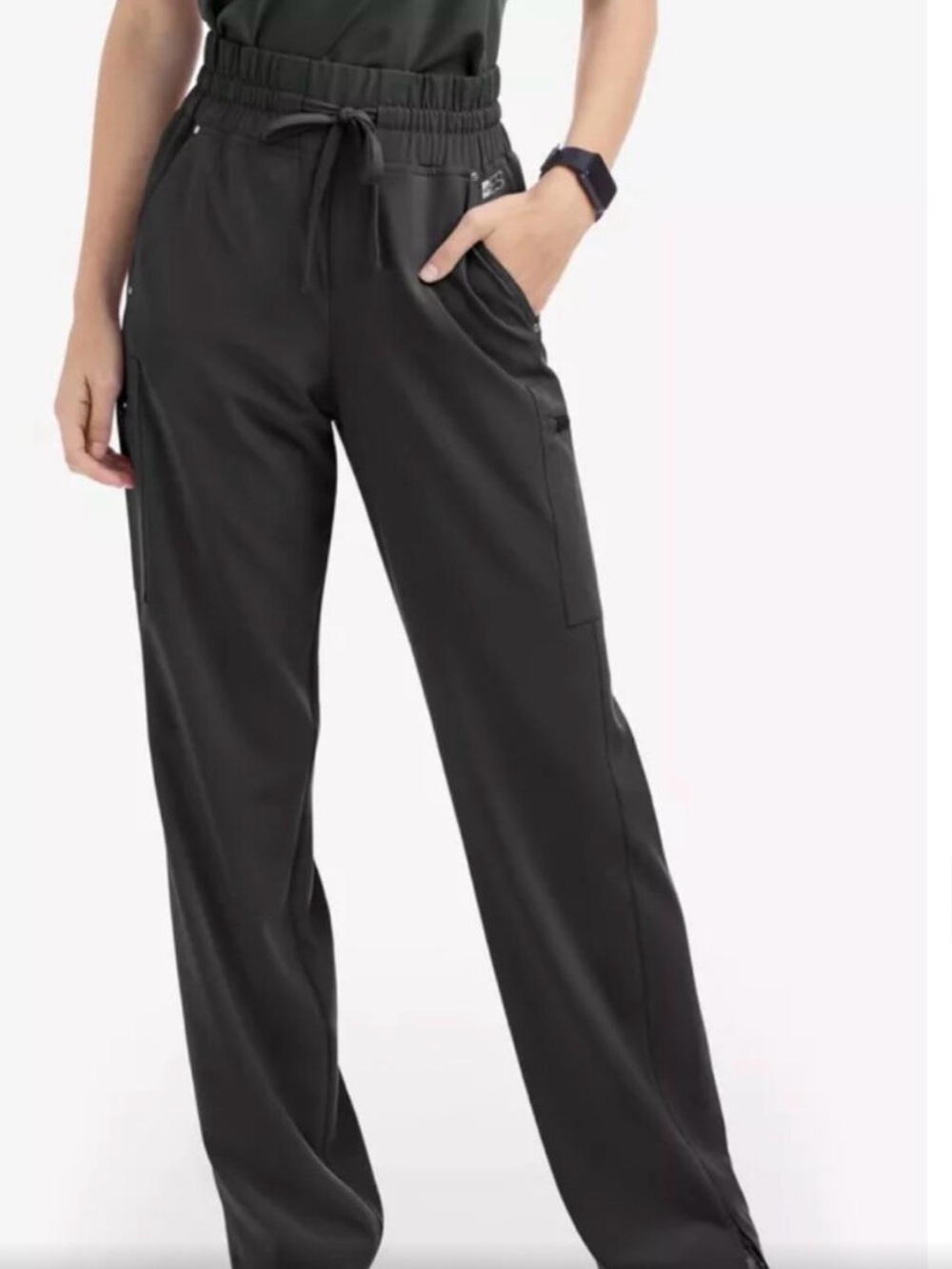 Easy Stretch Ellie High Waisted Wide Leg Scrub Pants Black XS NWT